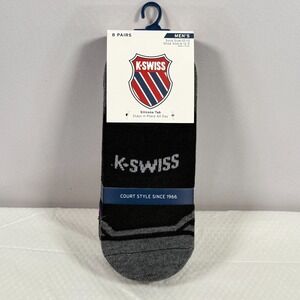 K-Swiss Men's Socks Low Cut No Show 8‎ pack Shoe Size 6 to 12.5 Silicone Tab